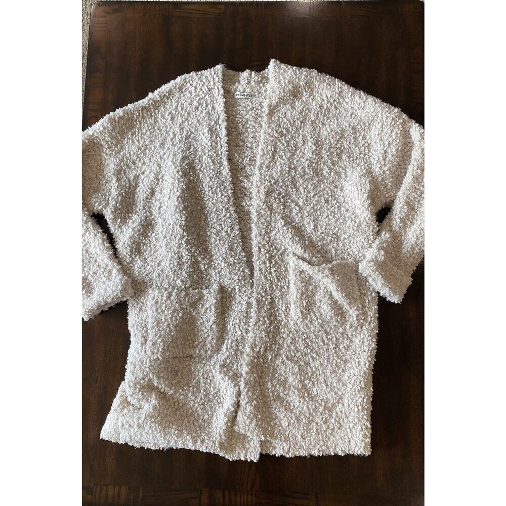 Paparazzi by Biz Beige Buttonless Open Long Jacket Sweater Soft Size L